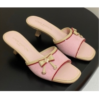Most Popular Louis Vuitton Heel Slides Sandal 3cm in Monogram Denim Pink 2025 LV042201