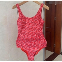 Pretty Style Fendi Logo Print One-Piece Swimwear 0313 Red 2025