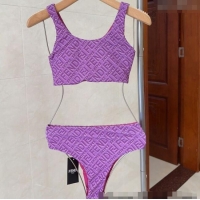 ​Trendy Design Fendi Logo Print Two-Pieces Swimwear 0313 Purple 2025