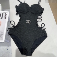 Famous Brand Chanel Laced One-Piece Swimwear C0313 Black 2025