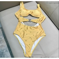 ​Grade Quality Chanel CC Allover One-Piece Swimwear 0313 Yellow 2025