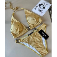 ​Super Quality Chanel CC Allover Two-Pieces Swimwear 0313 Yellow 2025
