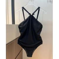 Famous Brand Versace One-Piece Swimwear with Bow V0313 Black 2025