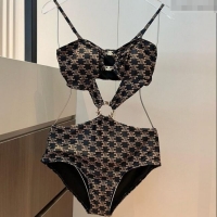 ​Well Crafted Celine Cutout One-Piece Swimwear 0313 Brown 2025