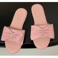 Perfect Louis Vuitton Lily Flat Slides Sandal with Bow in Monogram Denim Pink 2025 1AGVYB