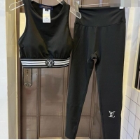 Best Product Louis Vuitton Yoga Activewear Set with Strass 0314 Black 2025