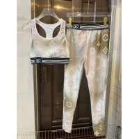 Top Grade Louis Vuitton Yoga Activewear Set 0314 Green Print 2025
