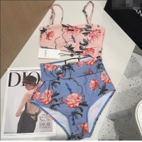 Luxury Discount Gucci Flora Cutout One-Piece Swimwear 3120 Blue/Pink 2025