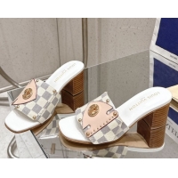 Perfect Louis Vuitton LV Frame Heel Slides Sandal 4.5cm in Damier Canvas Blue 2025 1AHLPV