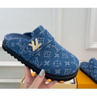 Trendy Design Louis Vuitton LV Cosy Comfort Mules in Monogram Denim Blue 2025 1AGVOO