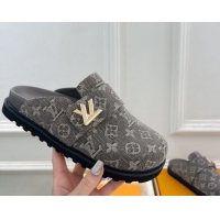 Charming Louis Vuitton LV Cosy Comfort Mules in Monogram Denim Grey 2025 1AGVOO
