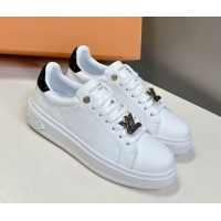 Sophisticated Louis Vuitton Time Out Sneakers in White Leather with Strass LV 2025 LV042203