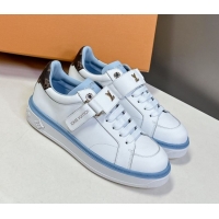 Stylish Louis Vuitton Time Out Sneakers in White Leather with Strap Buckle 2025 LV042203