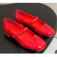 Low Cost Louis Vuitton Swing Flat Mary Jane Ballerinas in Patent Leather Red 2025 1AGUO5
