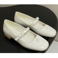 Good Product Louis Vuitton Swing Flat Mary Jane Ballerinas in Patent Leather White 2025 1AGUO5