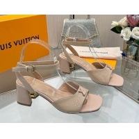 Grade Quality Louis Vuitton Swing Heel Sandals 5.5cm in Patent Leather Nude Pink 2025 1AGUTG