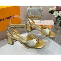 Discount Louis Vuitton Swing Heel Sandals 5.5cm in Calf Leather Gold 2025 1AGUTG