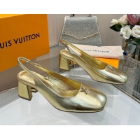 Stylish Louis Vuitton Swing Slingback Pump 5.5cm in Calf Leather Gold 2025 1AGTY9