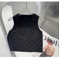 ​Super Quality Chanel Camellia Vest 0314 Black 2025