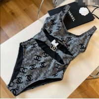 Best Luxury Chanel CC One-Piece Swimwear 0513 Grey 2025