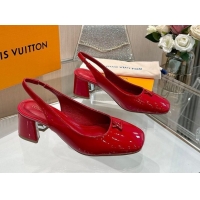 Top Grade Louis Vuitton Swing Slingback Pump 5.5cm in Patent Leather Red 2025 1AGTY9