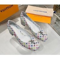 Low Cost Louis Vuitton LV x TM Swing Pumps 5.5cm in Multicolor Monogram Canvas White 2025 1AGTY9