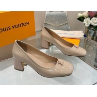 Lowest Price Louis Vuitton Swing Pumps 5.5cm in Patent Leather Nude Pink 2025 1AGTY9