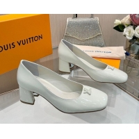 Top Design Louis Vuitton Swing Pumps 5.5cm in Patent Leather White 2025 1AGTY9