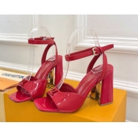 Luxury Cheap Louis Vuitton Swing Heel Sandals 9cm in Patent Leather Red 2025 1AGUTG