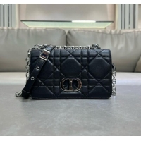 Top Design Dior Small Soft Dior Caro Bag in Macrocannage Lambskin M9252 Black/Silver 2025