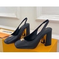 Big Discount Louis Vuitton Swing Slingback Pump 9cm in Calf Leather Black 2025 1AGTY9