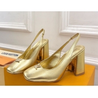 Perfect Louis Vuitton Swing Slingback Pump 9cm in Calf Leather Gold 2025 1AGTY9