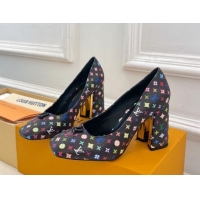 Top Design Louis Vuitton LV x TM Swing Pumps 9cm in Multicolor Monogram Canvas Black 2025 1AGTY9 0422169