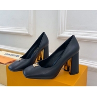 Sophisticated Louis Vuitton Swing Pumps 9cm in Calf Leather Black 2025 1AGTY9 0422171