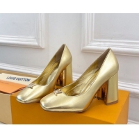 Fashion Louis Vuitton Swing Pumps 9cm in Calf Leather Gold 2025 1AGTY9 0422173