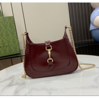 Original Cheap Gucci Jackie Notte Mini Bag in Crinkled Patent Leather ‎782889 Burgundy 2024
