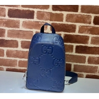 Affordable Price Gucci Mens Jumbo GG Leather Crossbody Bag 766937 Blue 2024