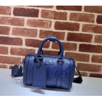Good Taste Gucci Jumbo GG Embossed Leather Mini Duffle bag 725292 Blue 2024