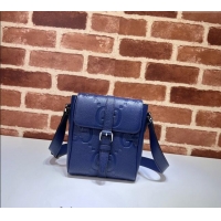 Hot Style Gucci Mens Jumbo GG Leather Small Messenger Bag 760235 Blue 2024
