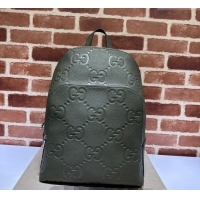 Most Popular Gucci Mens Large Jumbo GG Leather Backpacks Bag ‎766932 Green 2024