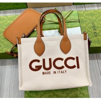 New Product Gucci Canvas Mini Tote Bag with GUCCI Print 772144 Beige/Brown 2024