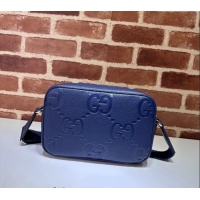 Luxury Fashion Gucci Mens Jumbo GG Leather medium messenger bag 766946 Blue 2024