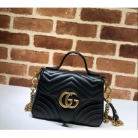 Top Grade Gucci GG Marmont Leather Mini Top Handle Bag 547260 Black 2024
