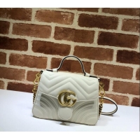 Best Product Gucci GG Marmont Leather Mini Top Handle Bag 547260 White 2024