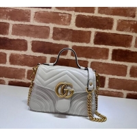 New Fashion Gucci GG Marmont Leather Mini Top Handle Bag 547260 Grey 2024