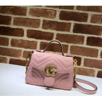 Well Crafted Gucci GG Marmont Leather Mini Top Handle Bag 547260 Light Pink 2024
