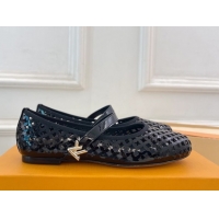 Sumptuous Louis Vuitton Romy Flat Ballerinas in Monogram Perforated Patent Leather Black 2025 1AGVES 50422174