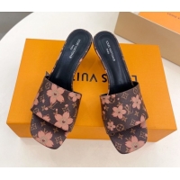 Discount Louis Vuitton Neo Revival Heel Slides Sandal 5cm in Monogram Canvas with Cherry Bloom Print 0607003