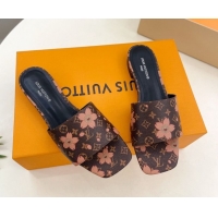 Lower Price Louis Vuitton Neo Revival Flat Slides Sandal in Monogram Canvas with Cherry Bloom Print 0607006