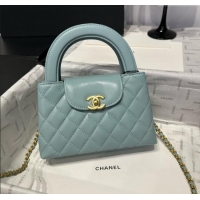 Promotional Chanel Shiny Calfskin Mini Kelly Shopping Bag AS4416 Light Blue 2025